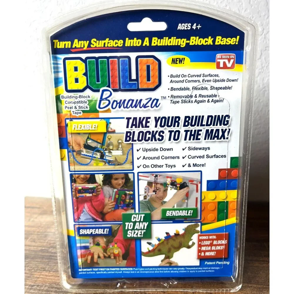 Build Bonanza 12 Ft Peel Stick Brick Tape LEGO Mega Bloks Compatible New Sealed